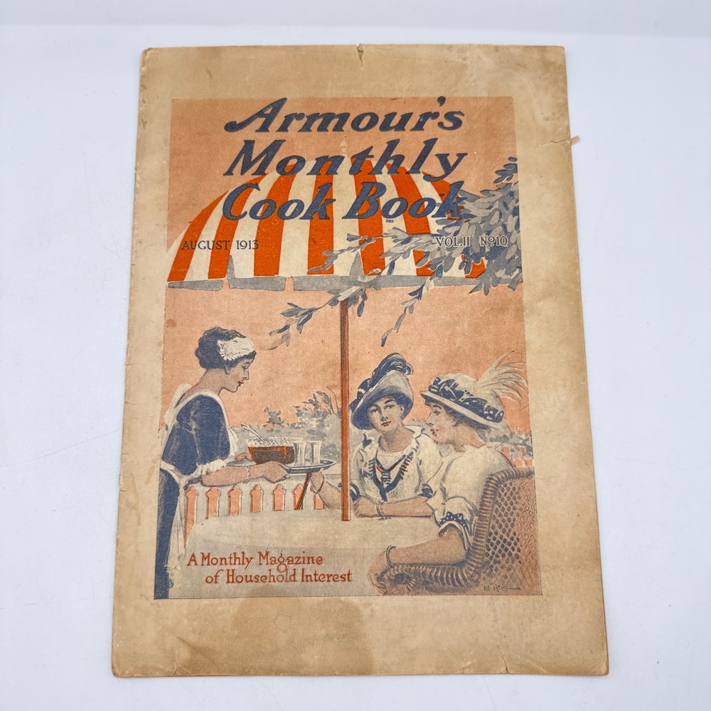 Armour's Monthly Cook Book Magazine August 1913 Vol II No 10 Tan Edwardian